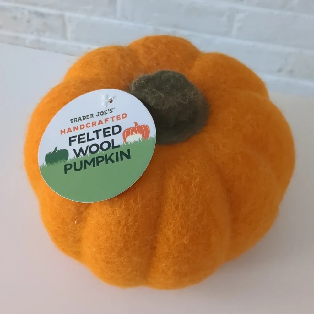 NWT Trader Joe's Handcrafted Felted Wool Pumpkin